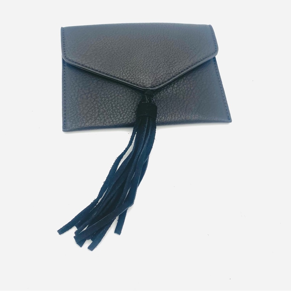 Anthropologie Black Fringe Tassel Clutch
